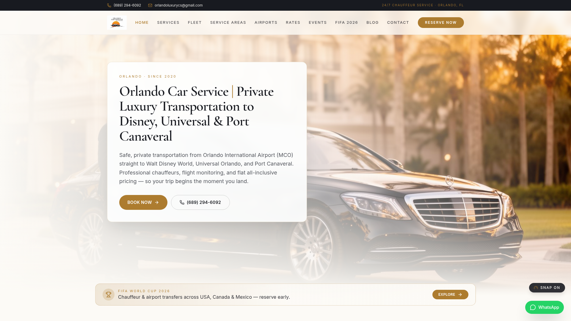 Screenshot preview of the Orlando Car Service website