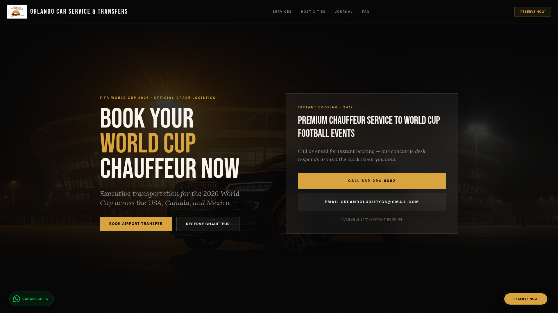 Screenshot preview of the World Cup Car Service website